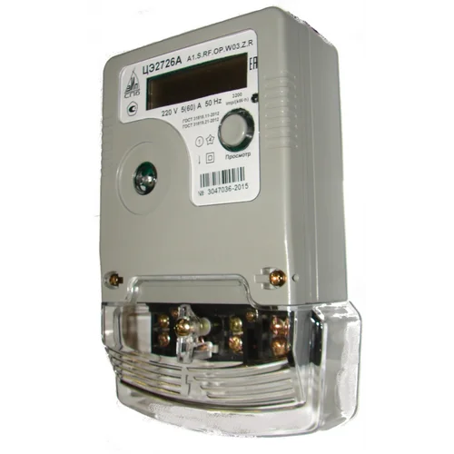 Счетчик электроэнергии однофазный многотарифный с внутренним реле 80А, 5(60)А, корпус W03, оптопорт, модуль LoRaWaN Вега, выход под антенну SMA